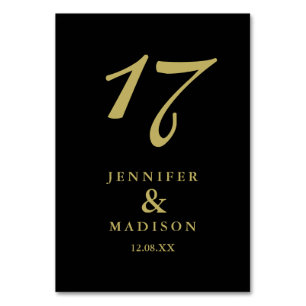 Hochzeitskarte für personalisiertes Schwarzes Gold Tischnummer