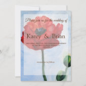 Hochzeitskarte für Red Poppy Watercolor Einladung (Vorderseite)