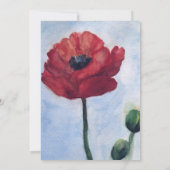 Hochzeitskarte für Red Poppy Watercolor Einladung (Rückseite)