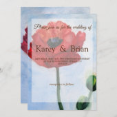 Hochzeitskarte für Red Poppy Watercolor Einladung (Vorne/Hinten)