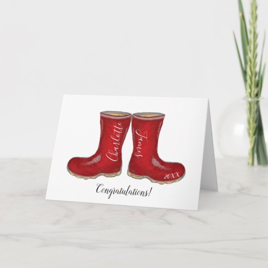 Hochzeitskarte für Rot-Schweissstiefel Karte (Vorderseite)