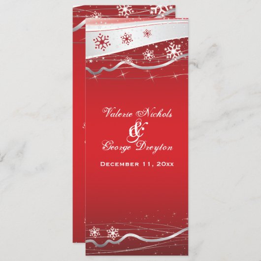 Hochzeitskarte für Rot-Silberschneeflocken Programm (Vorne/Hinten)