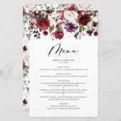 Hochzeitskarte für Rote und Lila Herbstflora (Vorne/Hinten)