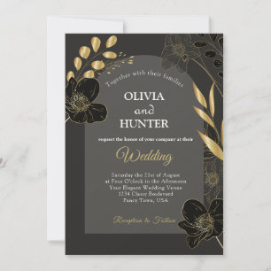 Hochzeitskarte für Schwarz-Gold-Foto Save The Date
