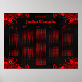 Hochzeitskarte für Schwarz-Rot-Flora Poster