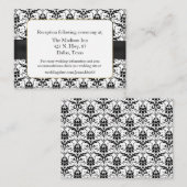 Hochzeitskarte für Schwarz-Weiß-Damast Begleitkarte (Vorne/Hinten)
