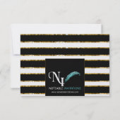 Hochzeitskarte für Schwarz-weißen und Gold Glitzer RSVP Karte (Rückseite)