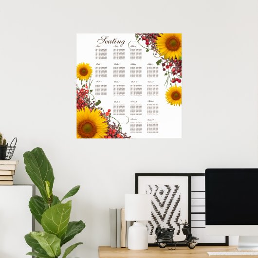 Hochzeitskarte für Sonnenblumen | 35 x 35 Zoll. Gr Poster (Heimbüro)