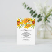 Hochzeitskarte für Sonnenblumen Begleitkarte (Stehend Vorderseite)