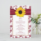 Hochzeitskarte für Sonnenblumen Burgundy White Dam (Stehend Vorderseite)