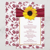 Hochzeitskarte für Sonnenblumen Burgundy White Dam (Vorne/Hinten)