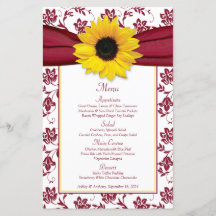Hochzeitskarte für Sonnenblumen Burgundy White Dam