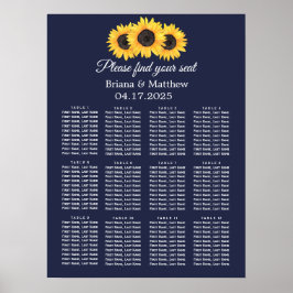 Hochzeitskarte für Sonnenblumen Land Blau Poster