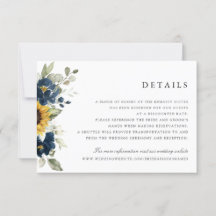 Hochzeitskarte für Sonnenblumen Navy Blue Floral