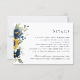 Hochzeitskarte für Sonnenblumen Navy Blue Floral Einladung