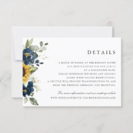 Hochzeitskarte für Sonnenblumen Navy Blue Floral Einladung