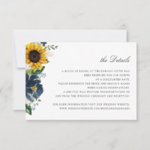 Hochzeitskarte für Sonnenblumen Navy Blue Floral