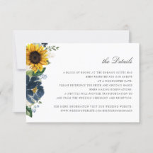 Hochzeitskarte für Sonnenblumen Navy Blue Floral