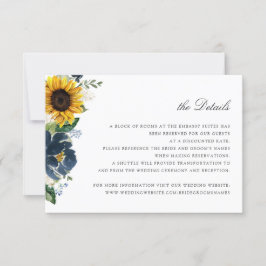 Hochzeitskarte für Sonnenblumen Navy Blue Floral Einladung