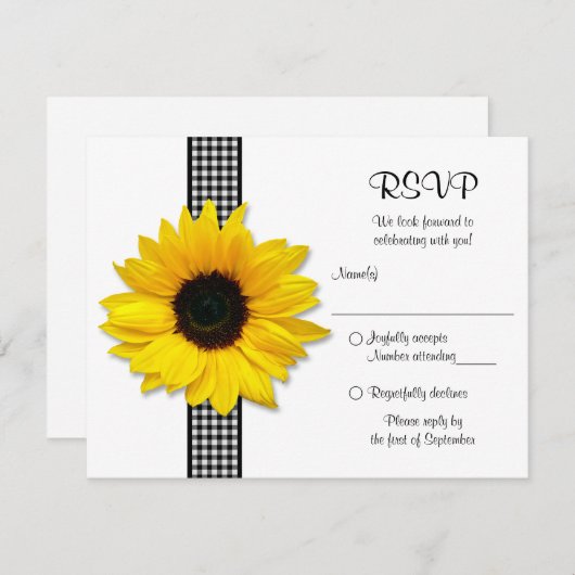 Hochzeitskarte für Sonnenblumen RSVP Karte (Vorne/Hinten)