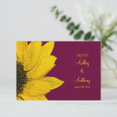 Hochzeitskarte für Sonnenblumen - Wein und Gelb RSVP Karte (Stehend Vorderseite)
