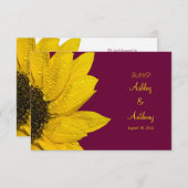 Hochzeitskarte für Sonnenblumen - Wein und Gelb RSVP Karte (Vorne/Hinten)