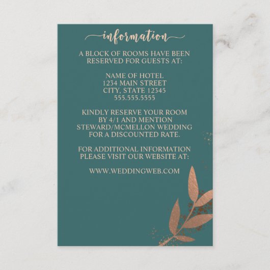 Hochzeitskarte für Spruce und Bronze Fall Leaf Begleitkarte (Vorderseite)