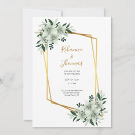 Hochzeitskarte für staubige Weiße im Grünen, Aquar Einladung