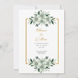 Hochzeitskarte für staubige Weiße im Grünen, Aquar Einladung