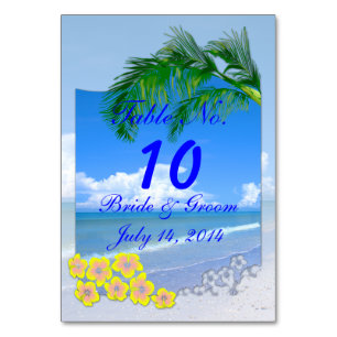 Hochzeitskarte für Strand und Blauer Himmel Tischnummer