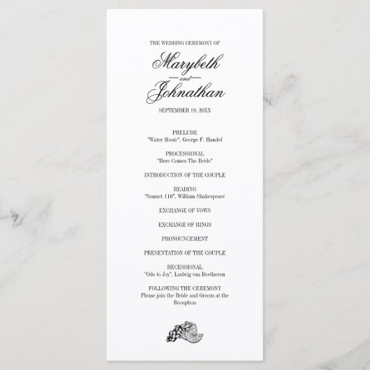 Hochzeitskarte für Toile & Kalligrafie Programm (Vorderseite)