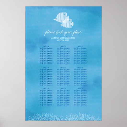 Hochzeitskarte für tropische Fischstrände Poster (Vorne)