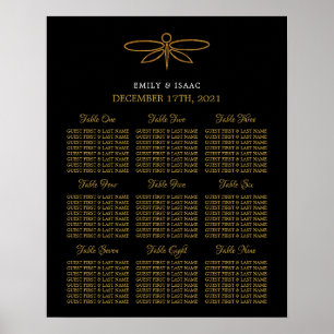 Hochzeitskarte für Vintage Goldfilm-Drachenfliege Poster
