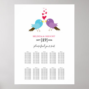 Hochzeitskarte für Vögel und Herz Poster