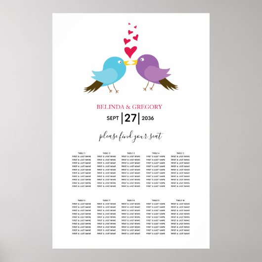 Hochzeitskarte für Vögel und Herz Poster (Vorne)