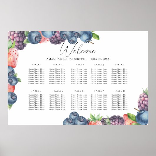 Hochzeitskarte für Wasserfarben Berries Poster (Vorne)