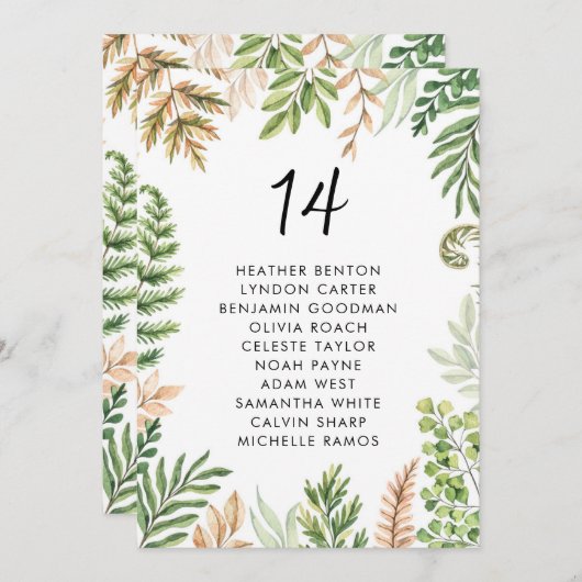 Hochzeitskarte für Wasserfarben in wilden Blättern Ankündigung (Vorne/Hinten)