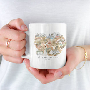 Hochzeitskarte für Wasserfarben   Monogramm frisch Kaffeetasse