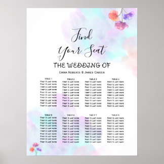 Hochzeitskarte für Wasserfarben Rosa Blau Poster