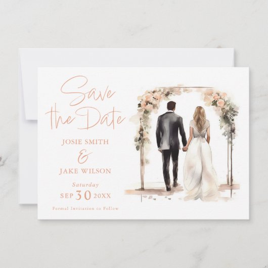 Hochzeitskarte für Wasserfarben Save the Date (Vorderseite)