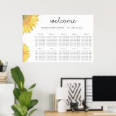 Hochzeitskarte für Wasserfarben-Sonnenblumen Poster (Heimbüro)