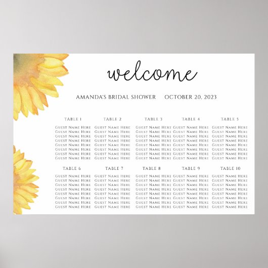 Hochzeitskarte für Wasserfarben-Sonnenblumen Poster (Vorne)