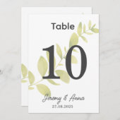 Hochzeitskarte für Wasserfarben-Tischnummer (Vorne/Hinten)