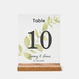 Hochzeitskarte für Wasserfarben-Tischnummer Acrylschild