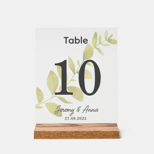 Hochzeitskarte für Wasserfarben-Tischnummer Acrylschild (Vorderseite)