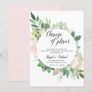 Hochzeitskarte für Wasserfarbenflora verschoben Einladung