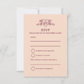 Hochzeitskarte für Weinrot und Pfirsichkrone RSVP Karte (Rückseite)