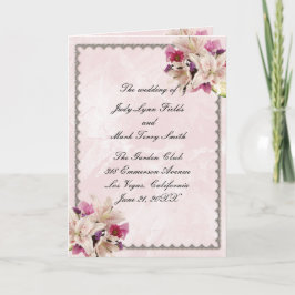 Hochzeitskarte für weißes Lilienflor - Rosa Marmor Karte