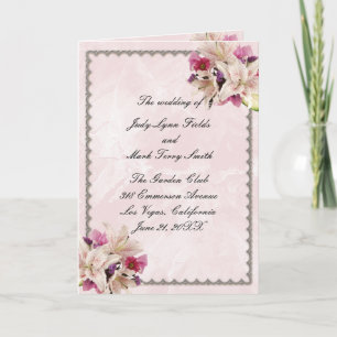 Hochzeitskarte für weißes Lilienflor - Rosa Marmor Karte
