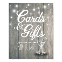 Hochzeitskarte & Geschenke Champagner Brille Holz